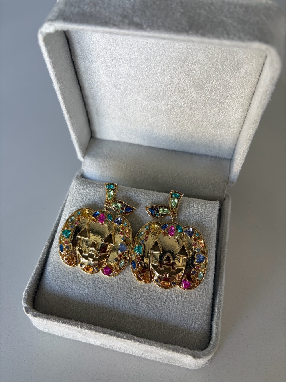 BaubleBar Gold-Tone Multicolor Pumpkin Jack O'Lantern Pendant Earrings